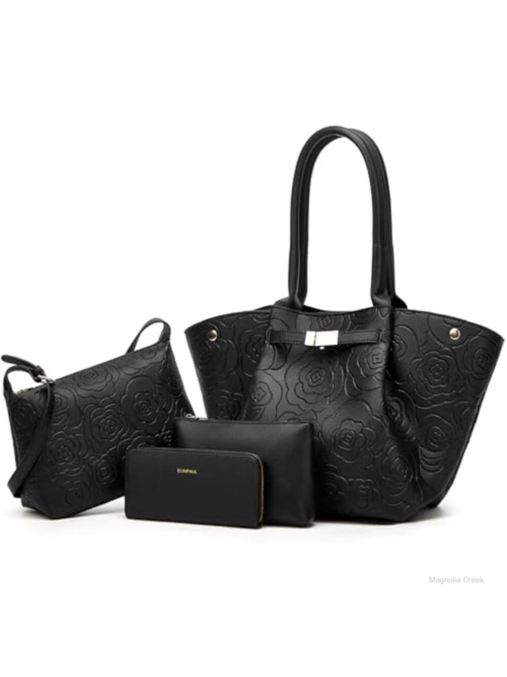 Vegan Leather Satchel Tote Set with Wallet Clutch and Card Holder